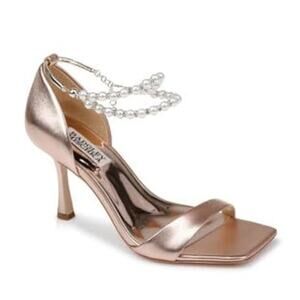 Badgley Mischka Loretta Dual Pearl Strap Stiletto sz 10